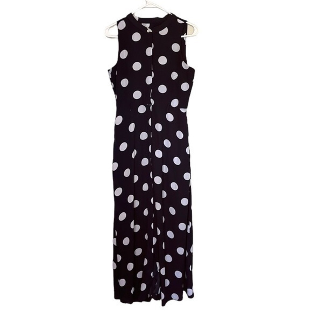 Banana Republic Maxi Dress Full Length Button Closure, Sleeveless, Polkadot
